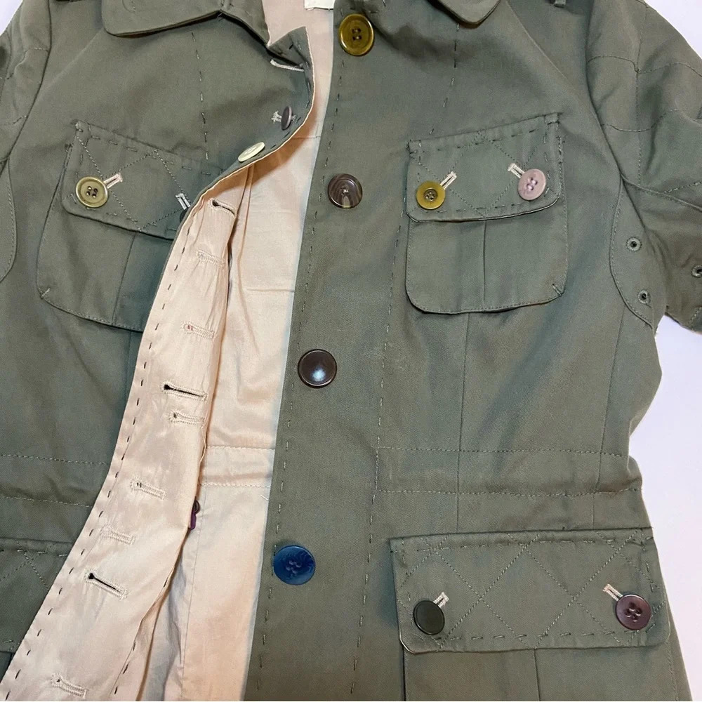 BCBGMAXAZRIA Runway Military Utility Jacket Y2K Grunge Boho Army Olive Green XS - Picture 16 of 16